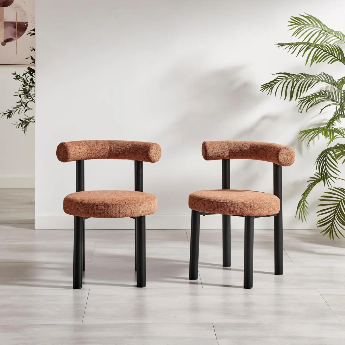 Palma Round Black Semi Gloss Dining Table 4 Isola Chairs - Terracotta – image 9