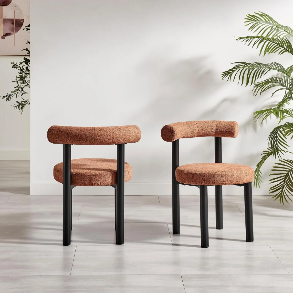 Palma Round Black Semi Gloss Dining Table 4 Isola Chairs - Terracotta – image 10