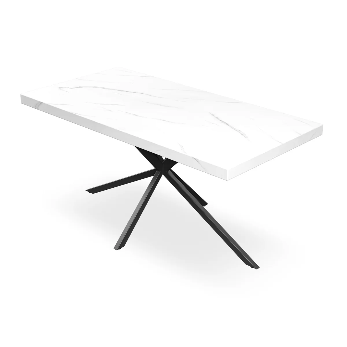 Donni White Marble Top Rectangle Dining Table & 4 Raye Velvet Chairs - Green – image 3