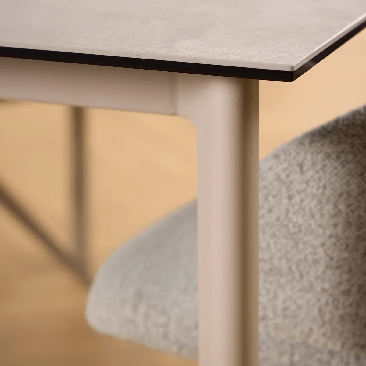 Palermo Ceramic Dining Table in Grey 160x90cm includes 4 Ella Swivel Beige Dining Chairs - Grey & Beige – image 7