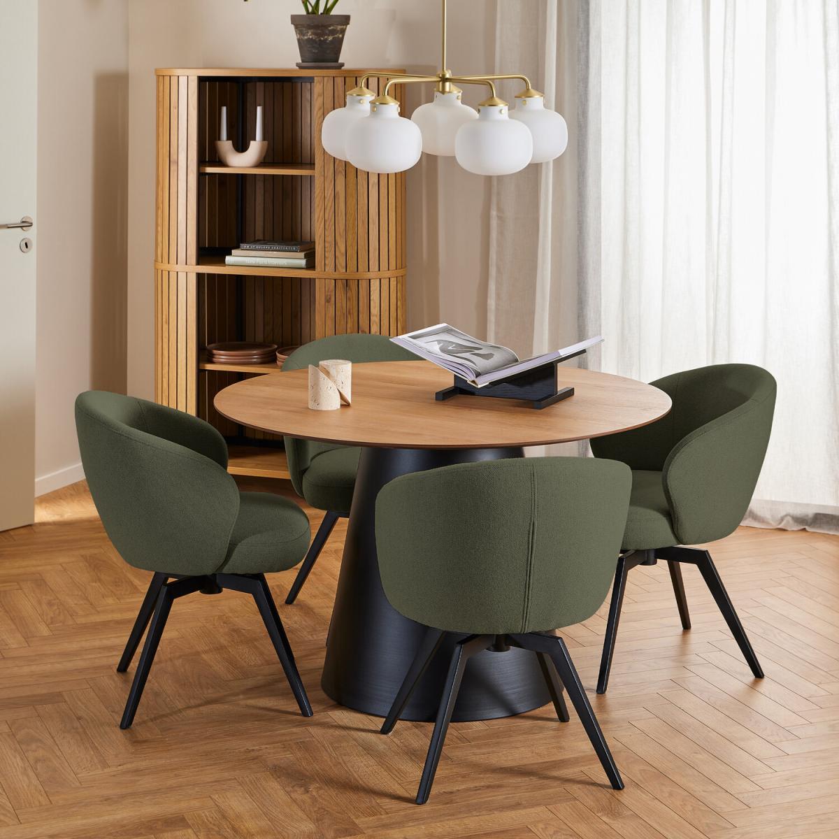Soli Dining Table and Darlene Chair Set - Oak