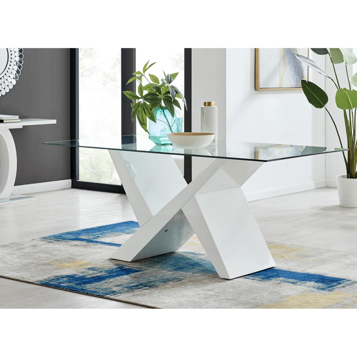 Torino Large Rectangular Dining Table with 6 Pesaro Silver Leg Chairs - Blue – image 10