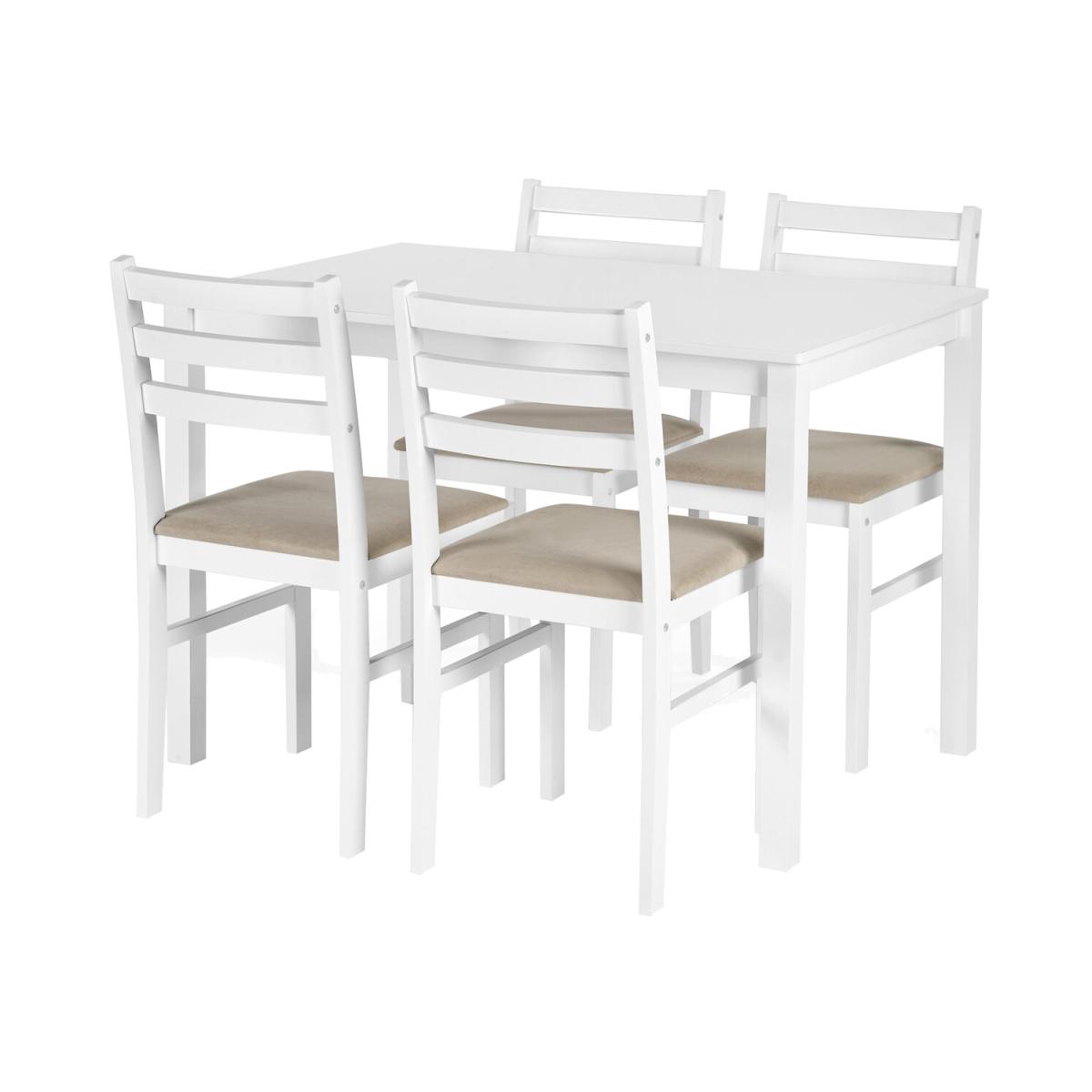 Keats Rectangular Table with 4 Chairs Dining Set - White