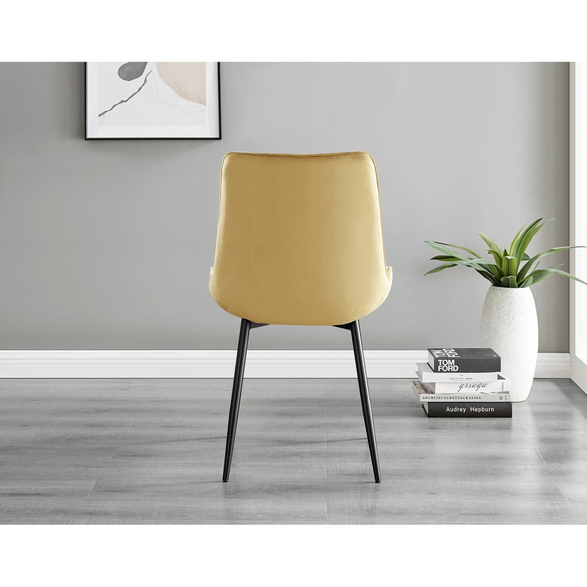 Anders Dark Walnut Wood Dining Table and 6 Pesaro Black Leg Chairs - Mustard – image 4