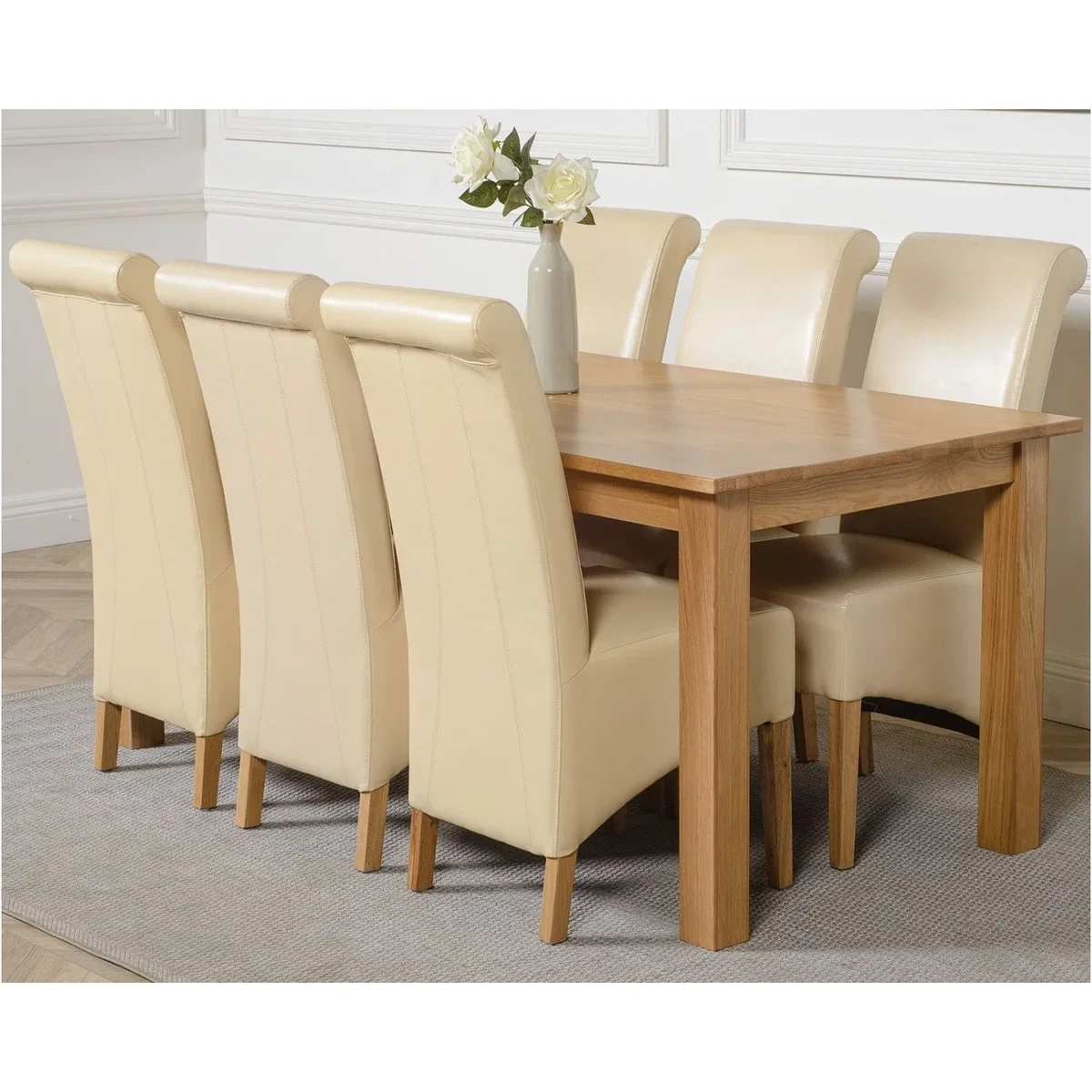 Oslo 180 x 90 cm Large Oak Dining Table and 6 Montana Leather Chairs - Red – image 13