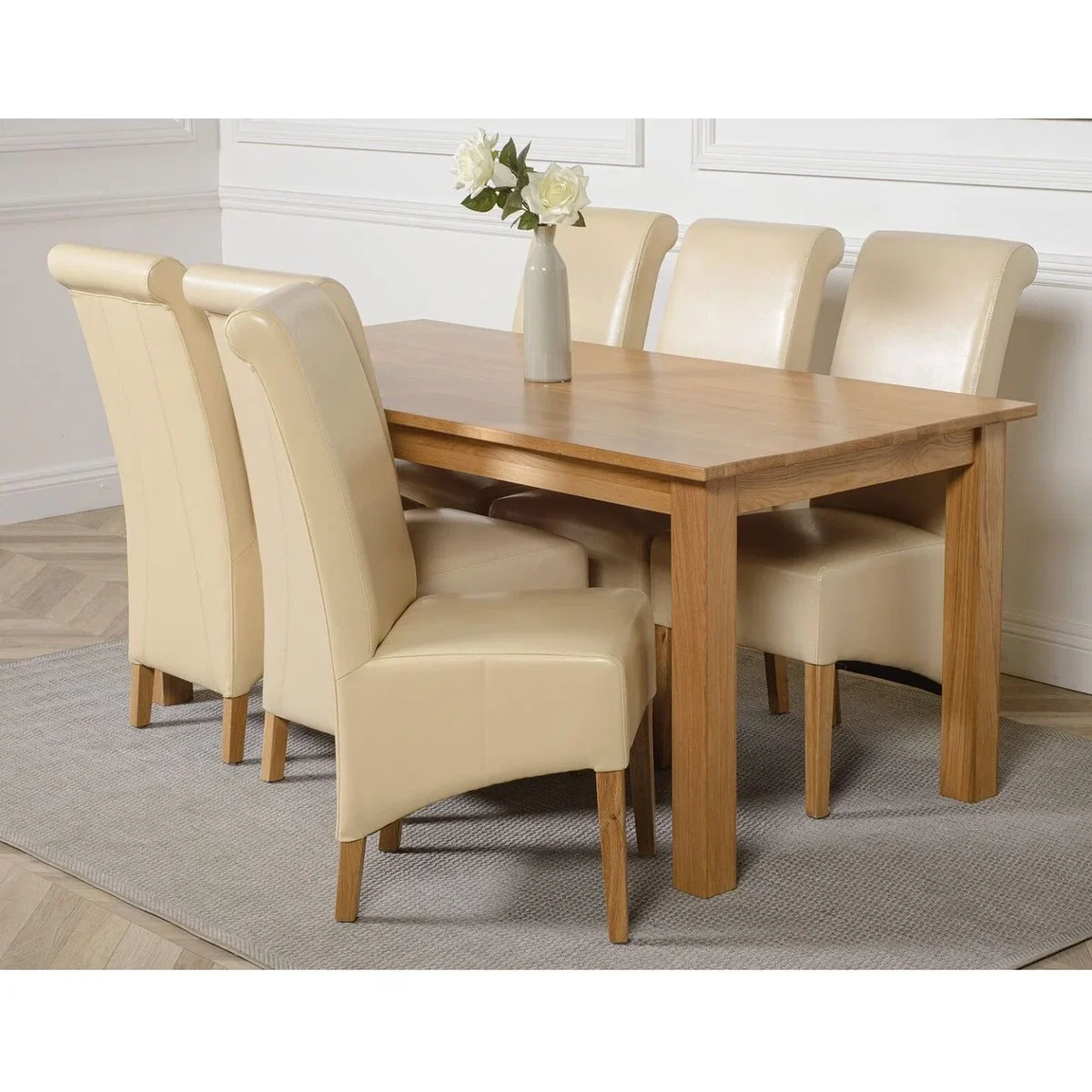 Oslo 180 x 90 cm Large Oak Dining Table and 6 Montana Leather Chairs - Red – image 19