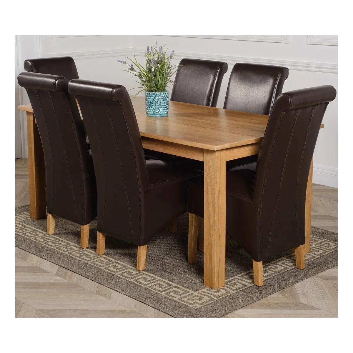 Oslo 180 x 90 cm Large Oak Dining Table and 6 Montana Leather Chairs - Red – image 24