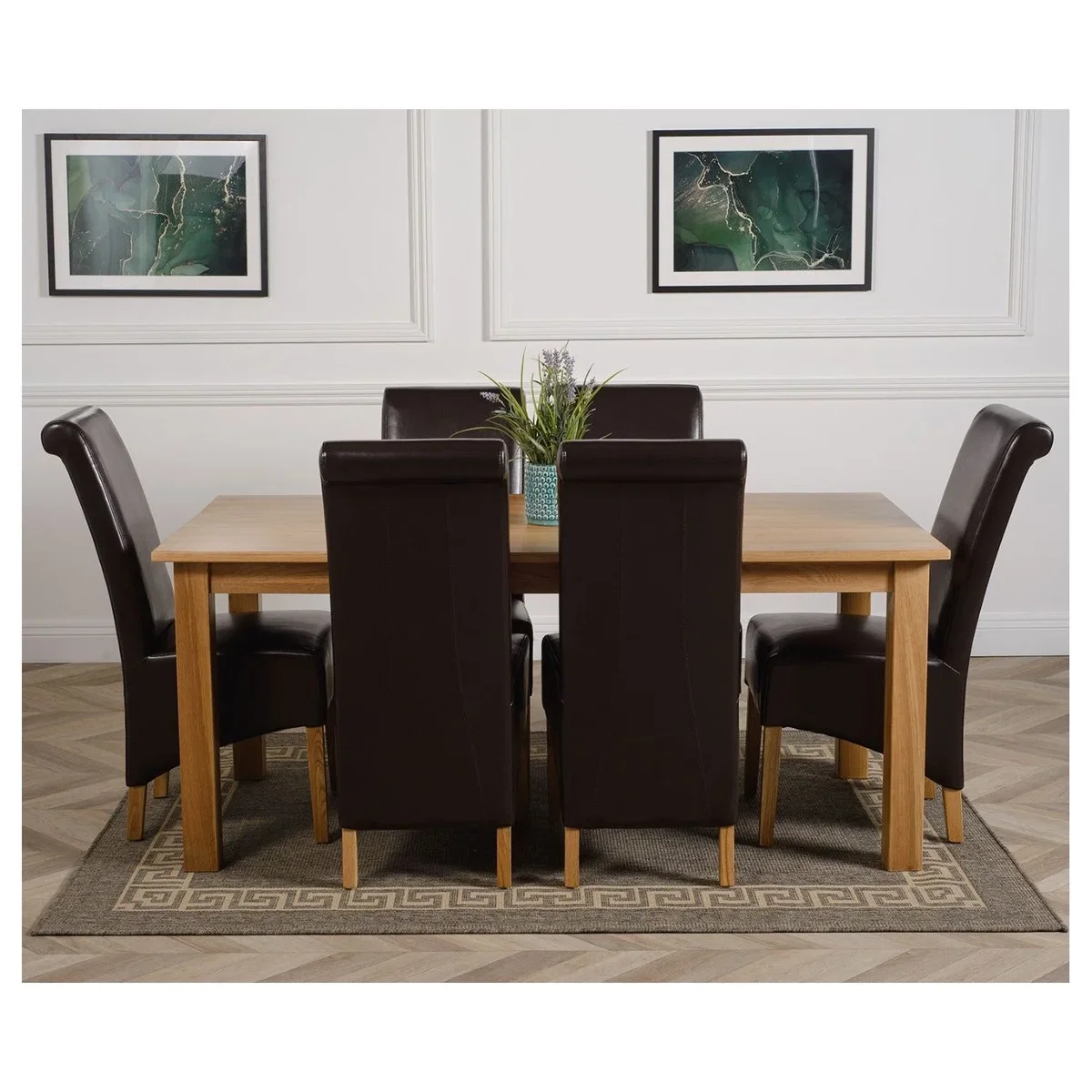 Oslo 180 x 90 cm Large Oak Dining Table and 6 Montana Leather Chairs - Red – image 25
