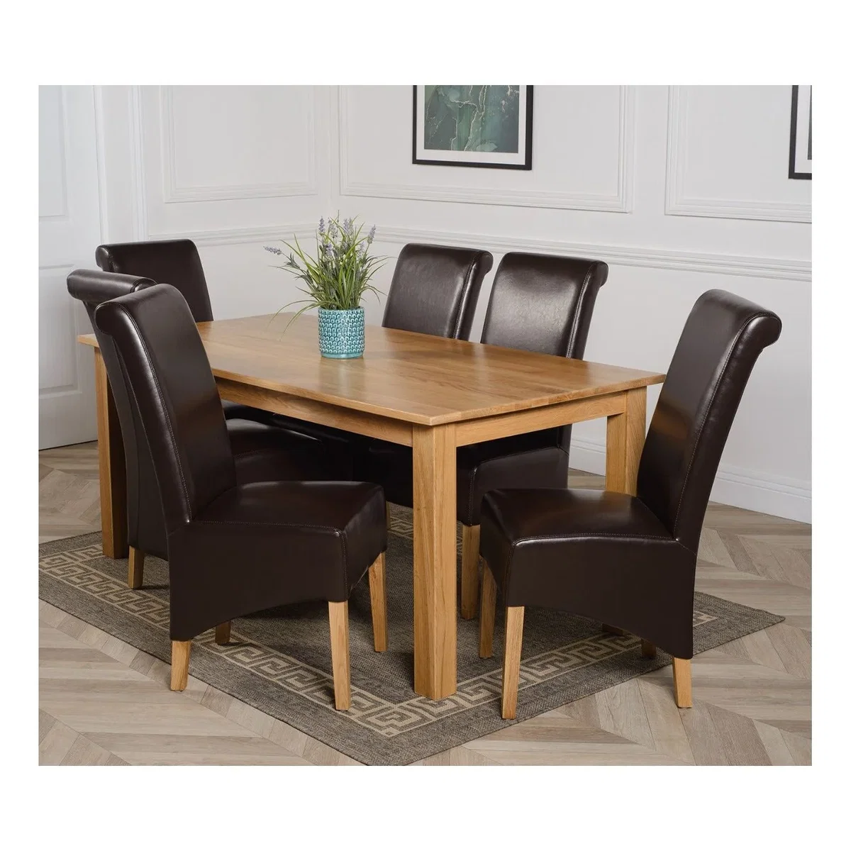 Oslo 180 x 90 cm Large Oak Dining Table and 6 Montana Leather Chairs - Red – image 26
