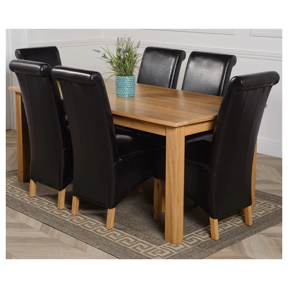 Oslo 180 x 90 cm Large Oak Dining Table and 6 Montana Leather Chairs - Red – image 31