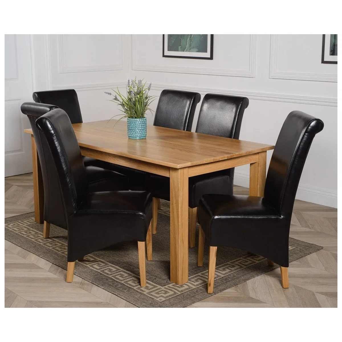 Oslo 180 x 90 cm Large Oak Dining Table and 6 Montana Leather Chairs - Red – image 33