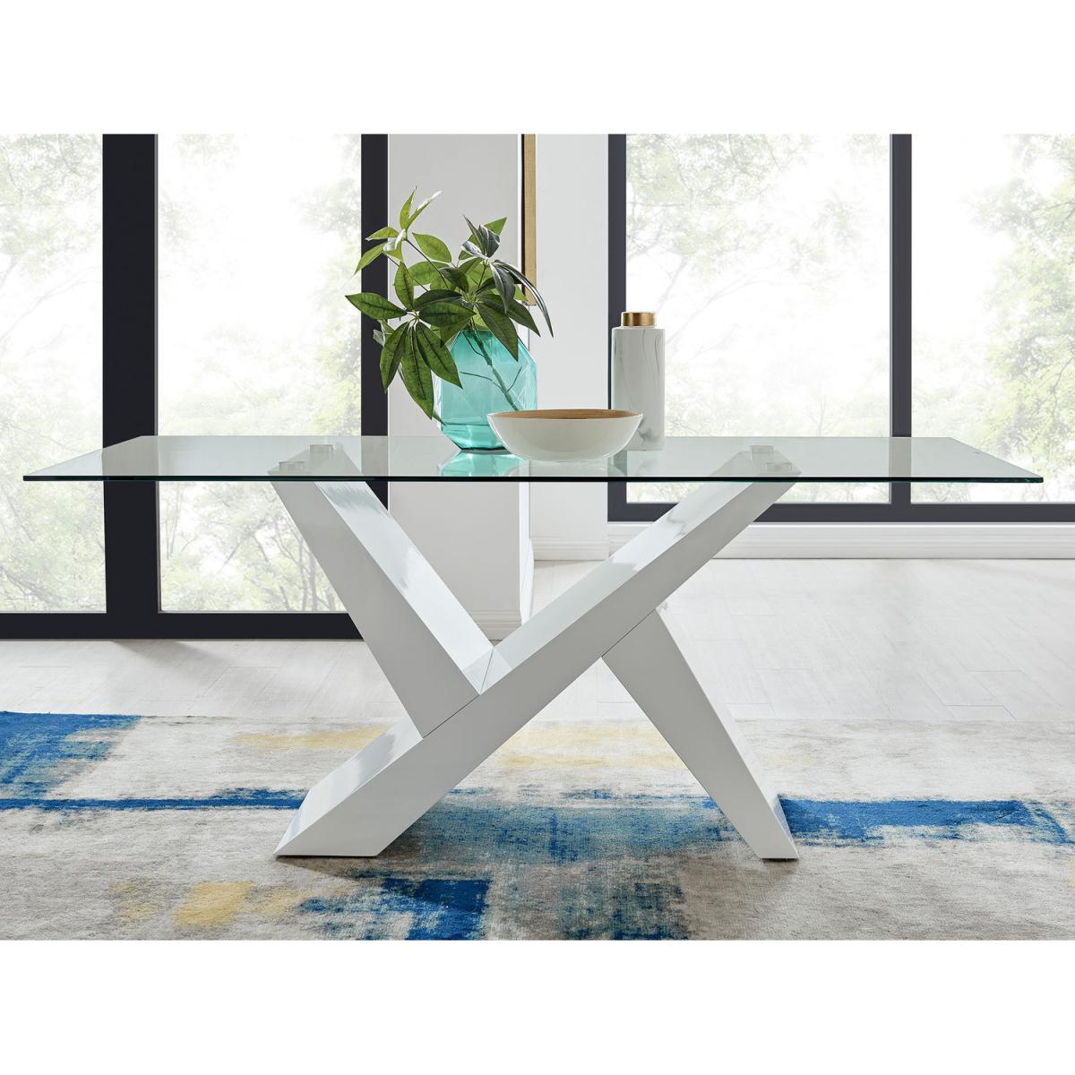 Torino Large Rectangular Dining Table with 6 Pesaro Black Leg Chairs - Blue – image 7