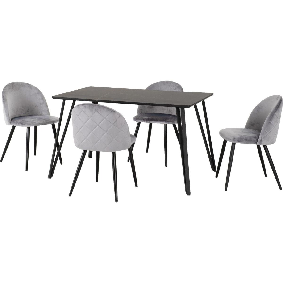 Marlow Marble Effect Table With Four Chairs - Black Marble Grey Chairs – image 13