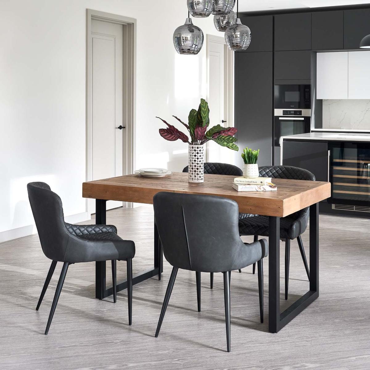 Adelaide 140-180cm Extending Dining Table with 4 Carlton Chairs in Grey – image 1