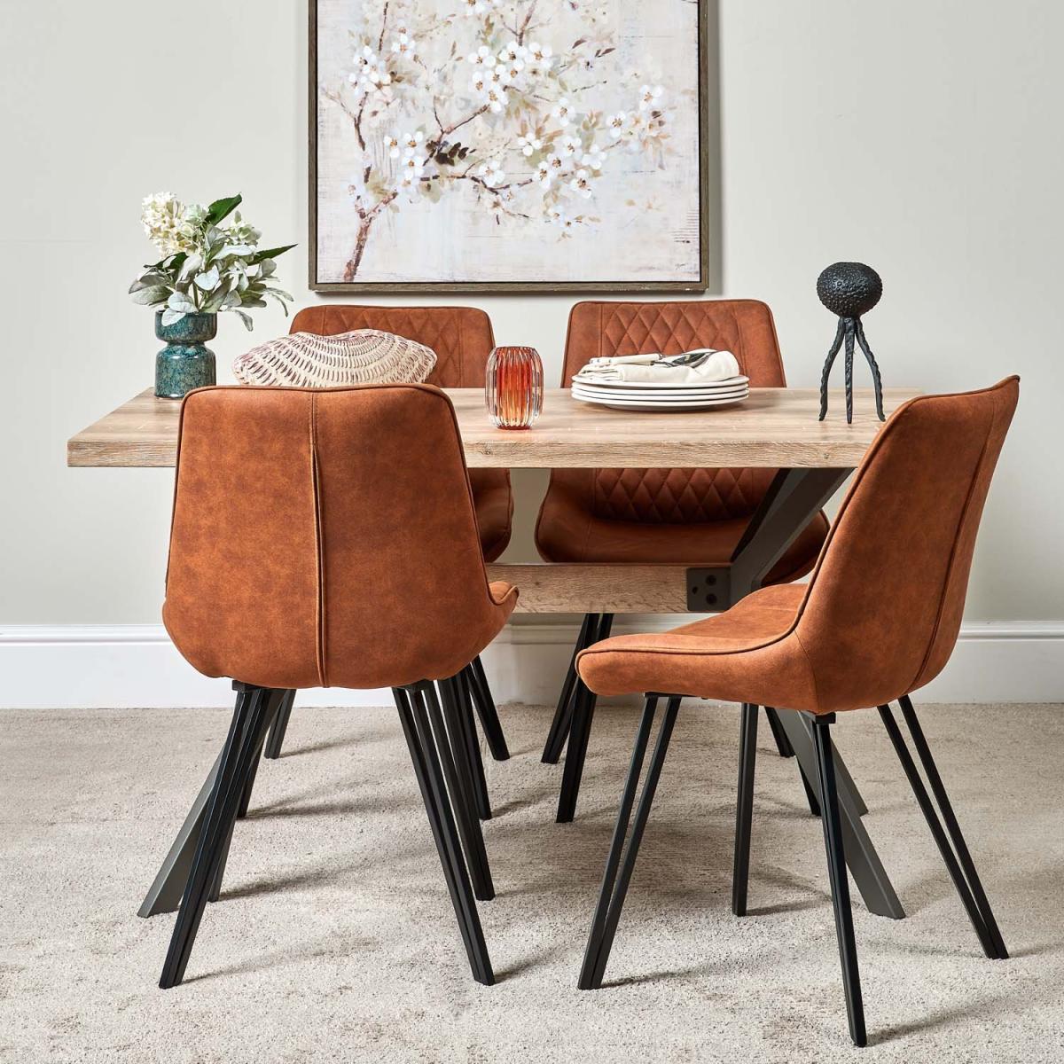 Kamala 140cm Dining Table and 4 Finnick Dining Chairs - Tan – image 2