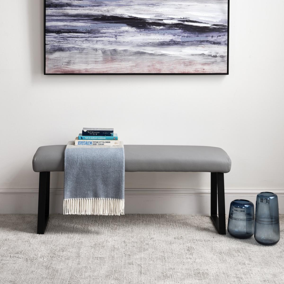 Eastcote Black 200cm Dining Table and Paulo Corner Bench Paulo Low Bench - Grey – image 8