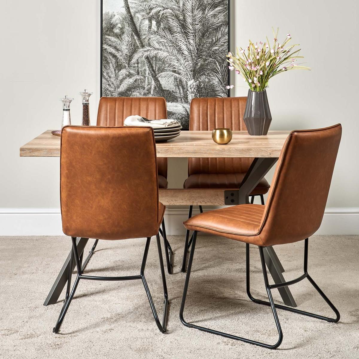 Kamala 140cm Dining Table and 4 York Dining Chairs - Tan – image 2