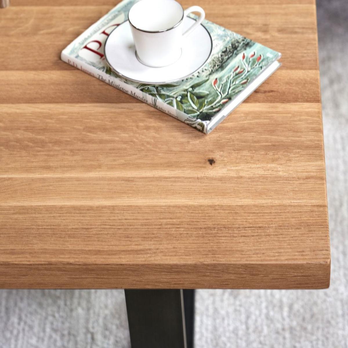 Industrial Oak Dining Table 190cm Corner Bench Ripley x2 Tan – image 3