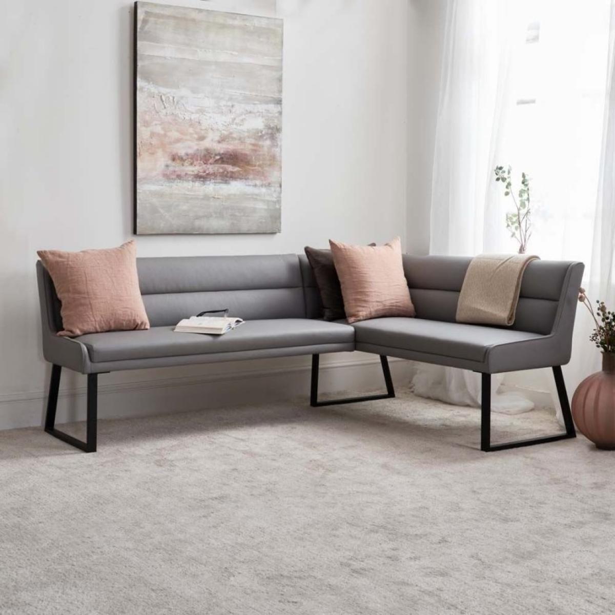 Eastcote Black 150cm Dining Table and Paulo Corner Bench LHF and Low Bench - Grey – image 5
