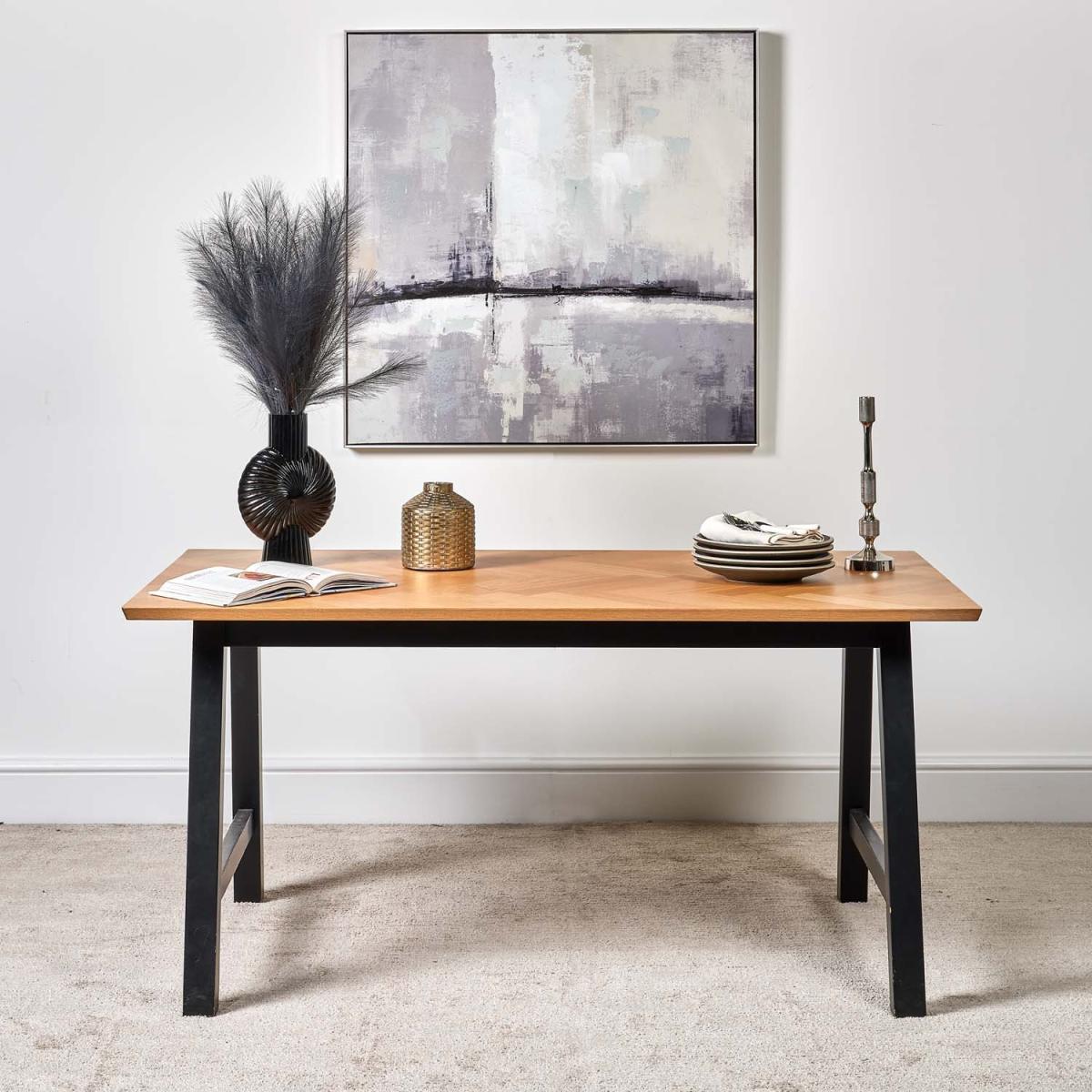 Bromley 160cm Dining Table and 4 Vintage Dining Chairs - Tan – image 3