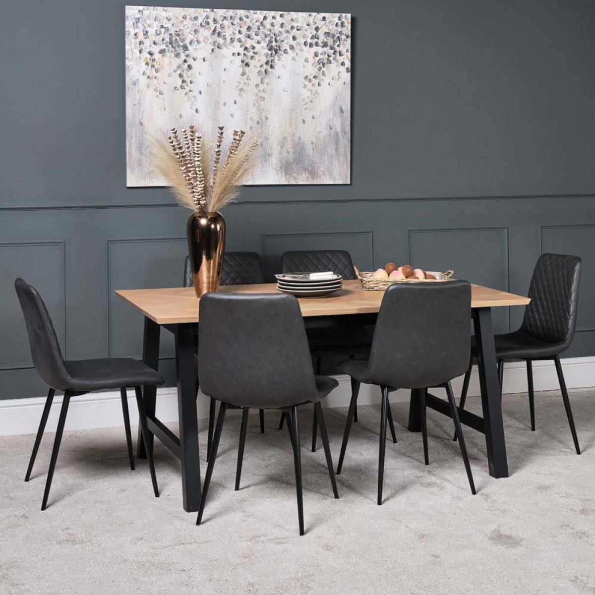 Bromley Dining Table 160cm and 6 Ripley Dining Chairs - Grey – image 2