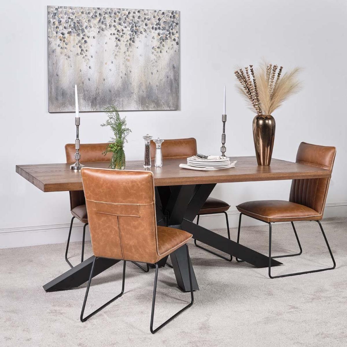 Soho Dining Table 200cm and 4 Hardy Dining Chairs - Tan – image 2