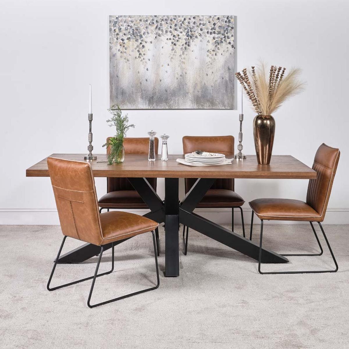 Soho Dining Table 200cm and 4 Hardy Dining Chairs - Tan – image 1