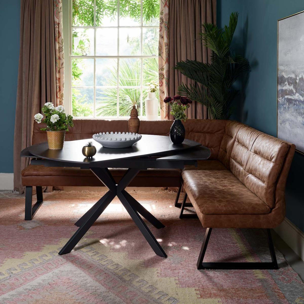 Toscana Black Motion Table with Industrial Corner Bench and Industrial Low Bench - Tan – image 3