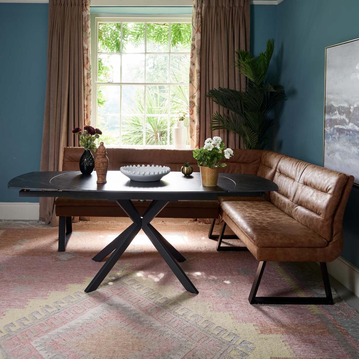 Toscana Black Motion Table with Industrial Corner Bench and Industrial Low Bench - Tan – image 4