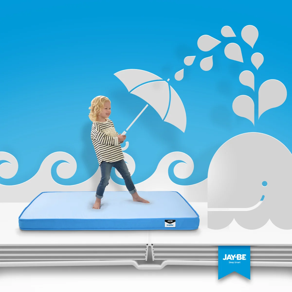 Jay-Be Toddler Waterproof Anti-Allergy Anti-Microbial Foam Free Sprung Mattress - Blue – image 3