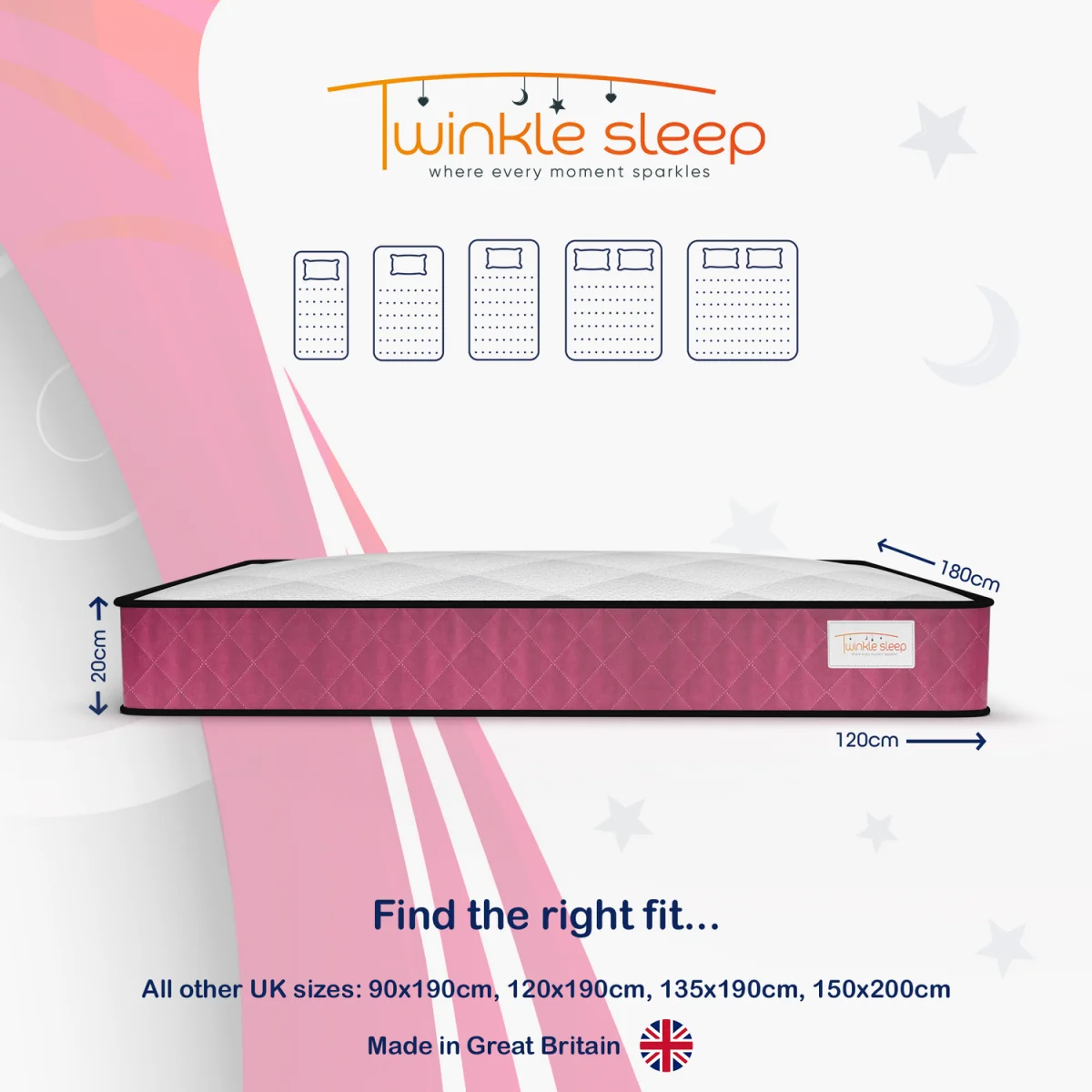 Twinkle Sleep Kids Coil & Memory Foam Mattress, Pink Side - Pink / Double – image 3