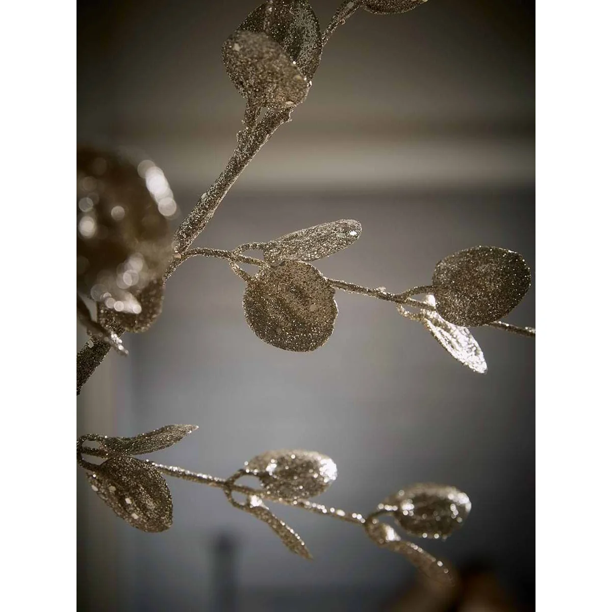 Three Champagne Glitter Mini Leaf Stems – image 2