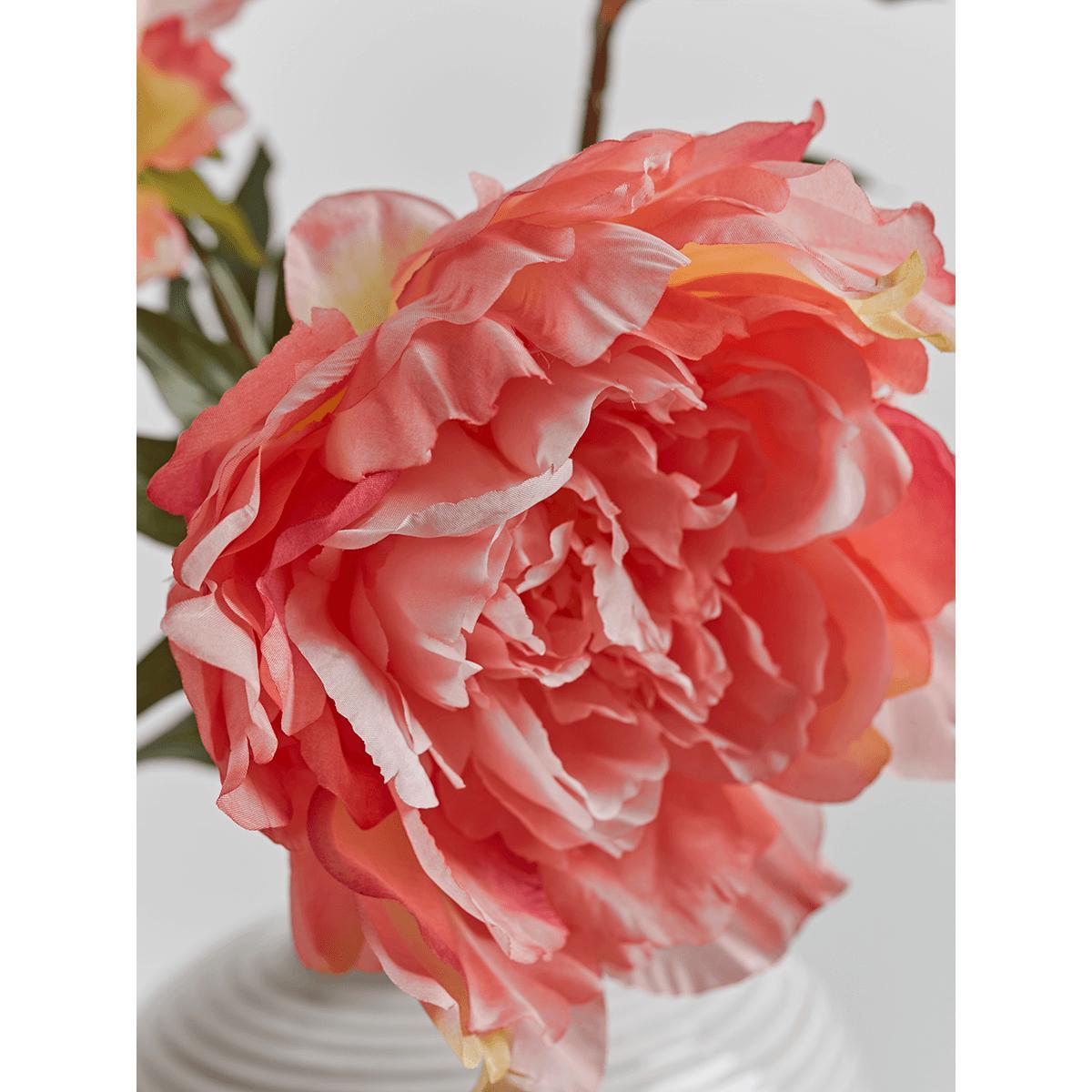 Three Faux PeonyÂ Stems - Coral – image 2