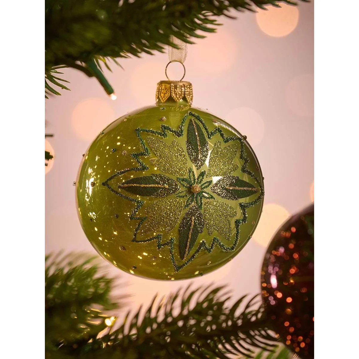 Six Flower Star Glass Baubles – image 4