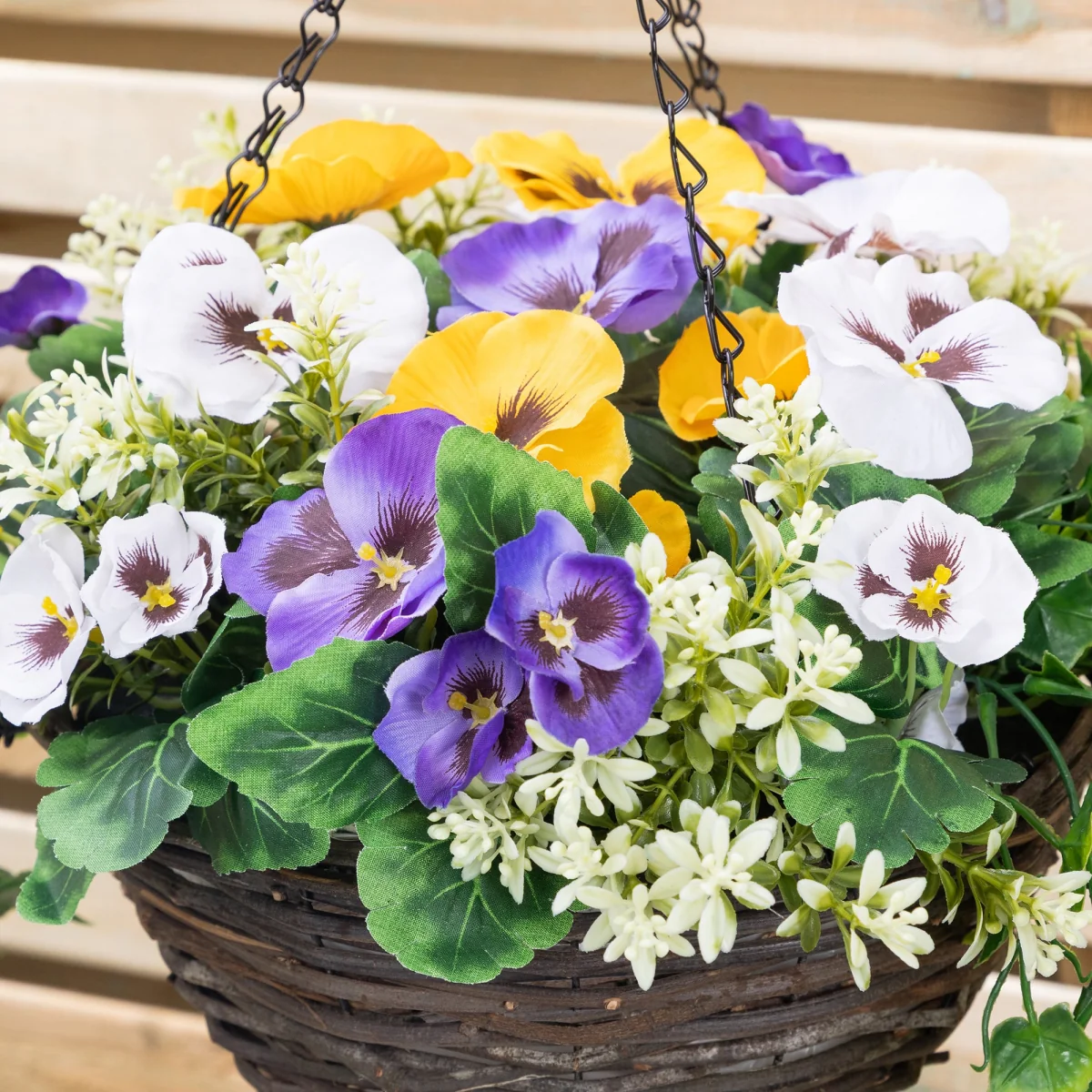 Artificial Pansy Hanging Basket – image 3