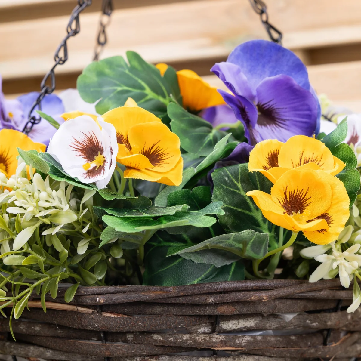 Artificial Pansy Hanging Basket – image 4