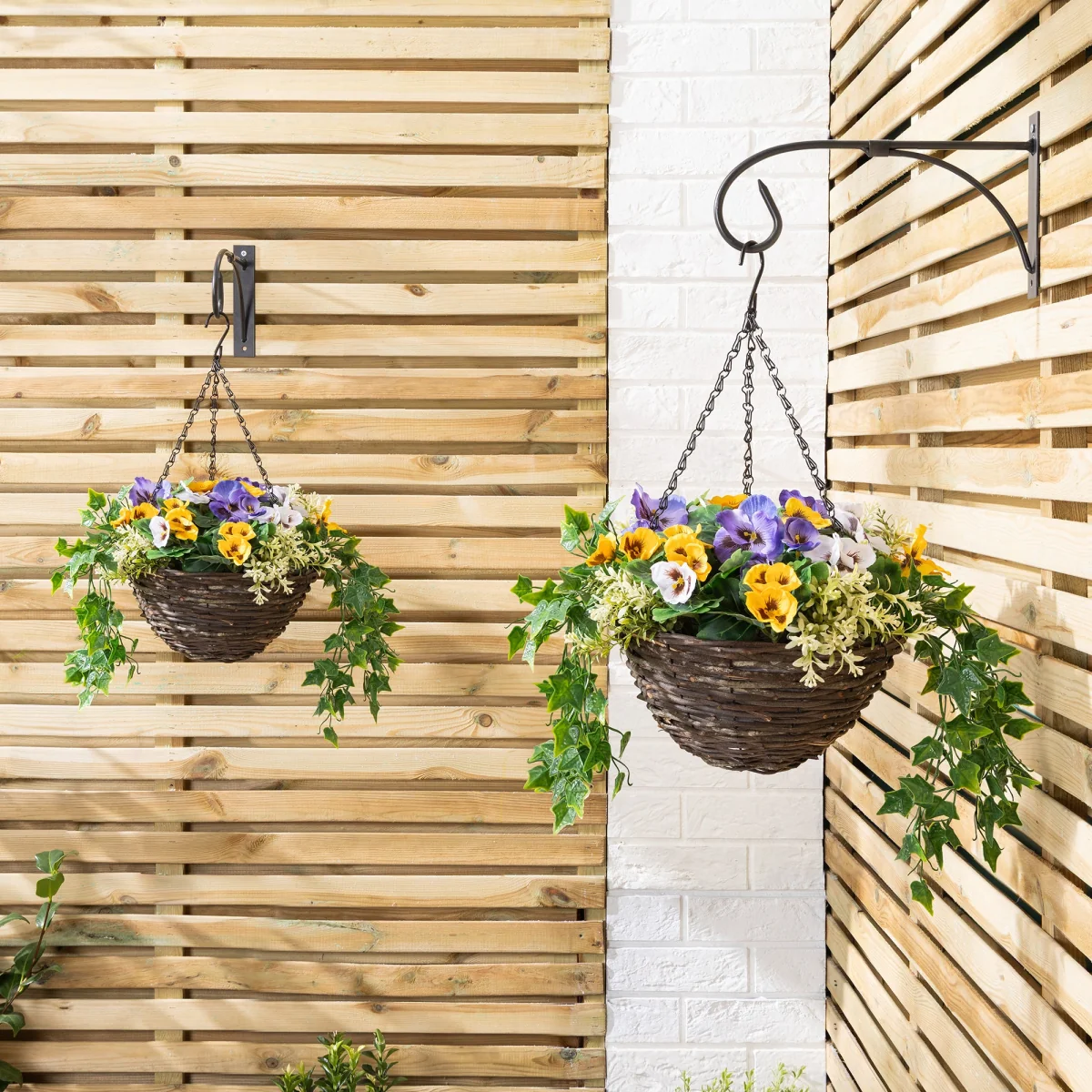 Artificial Pansy Hanging Basket – image 5