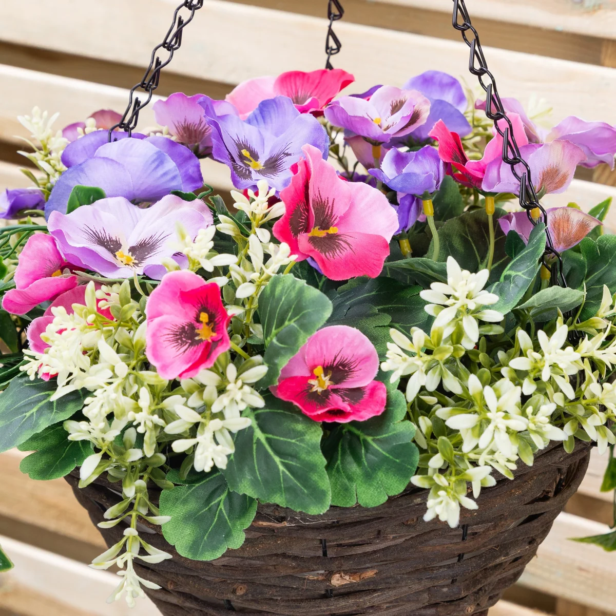 Artificial Pansy Hanging Basket – image 6