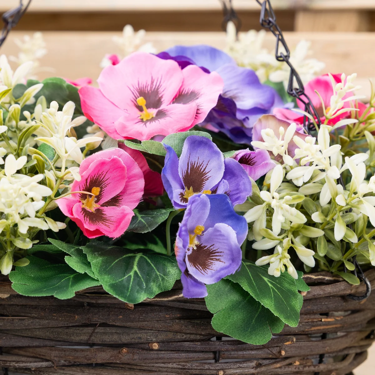 Artificial Pansy Hanging Basket – image 7