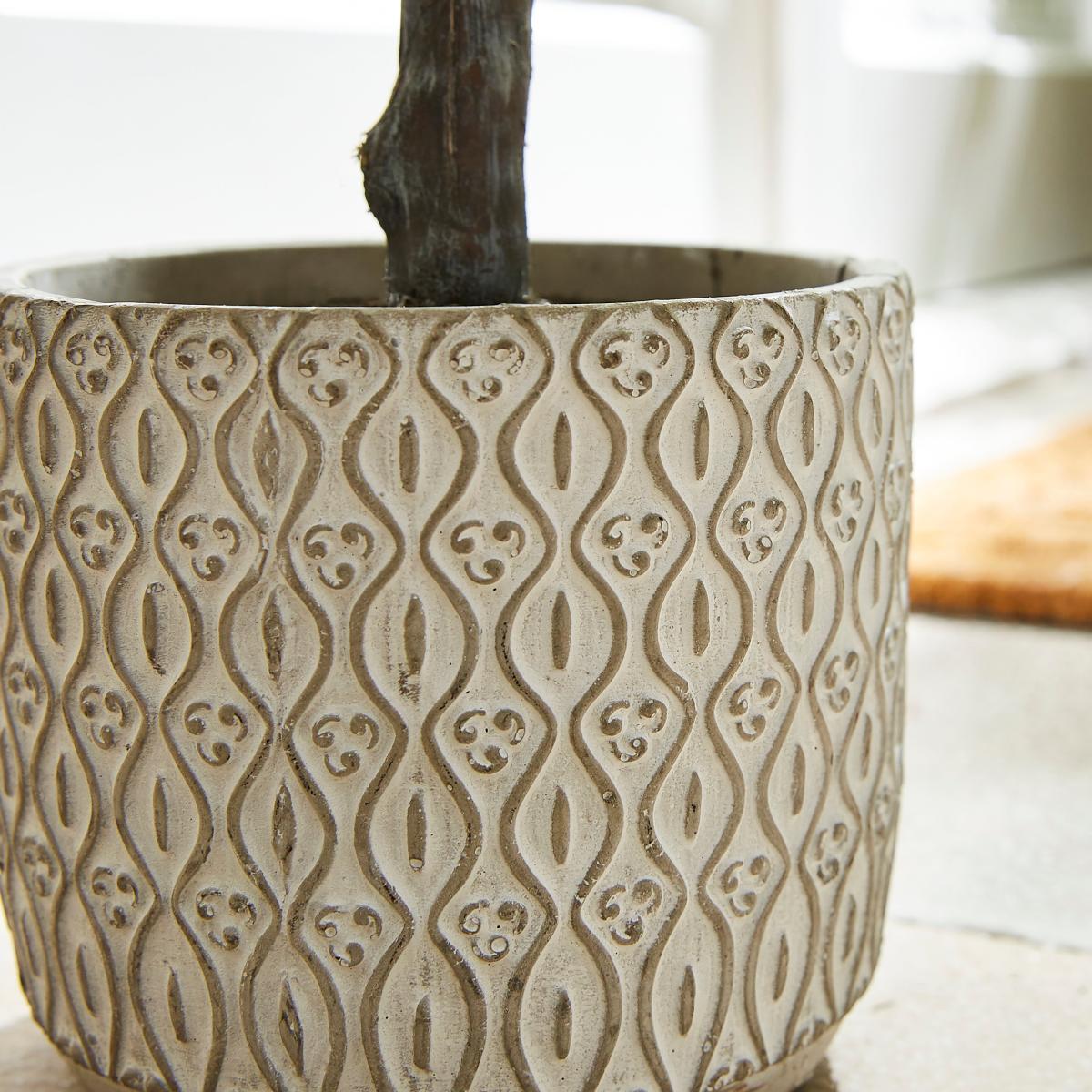 Artificial Rosemary Bush in Grey Geometric Cement Pot Light Grey – image 3