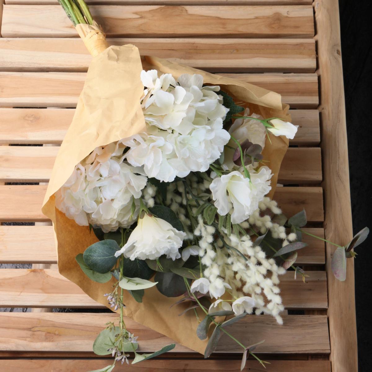 Artificial White and Green Bouquet, 70cm White – image 2