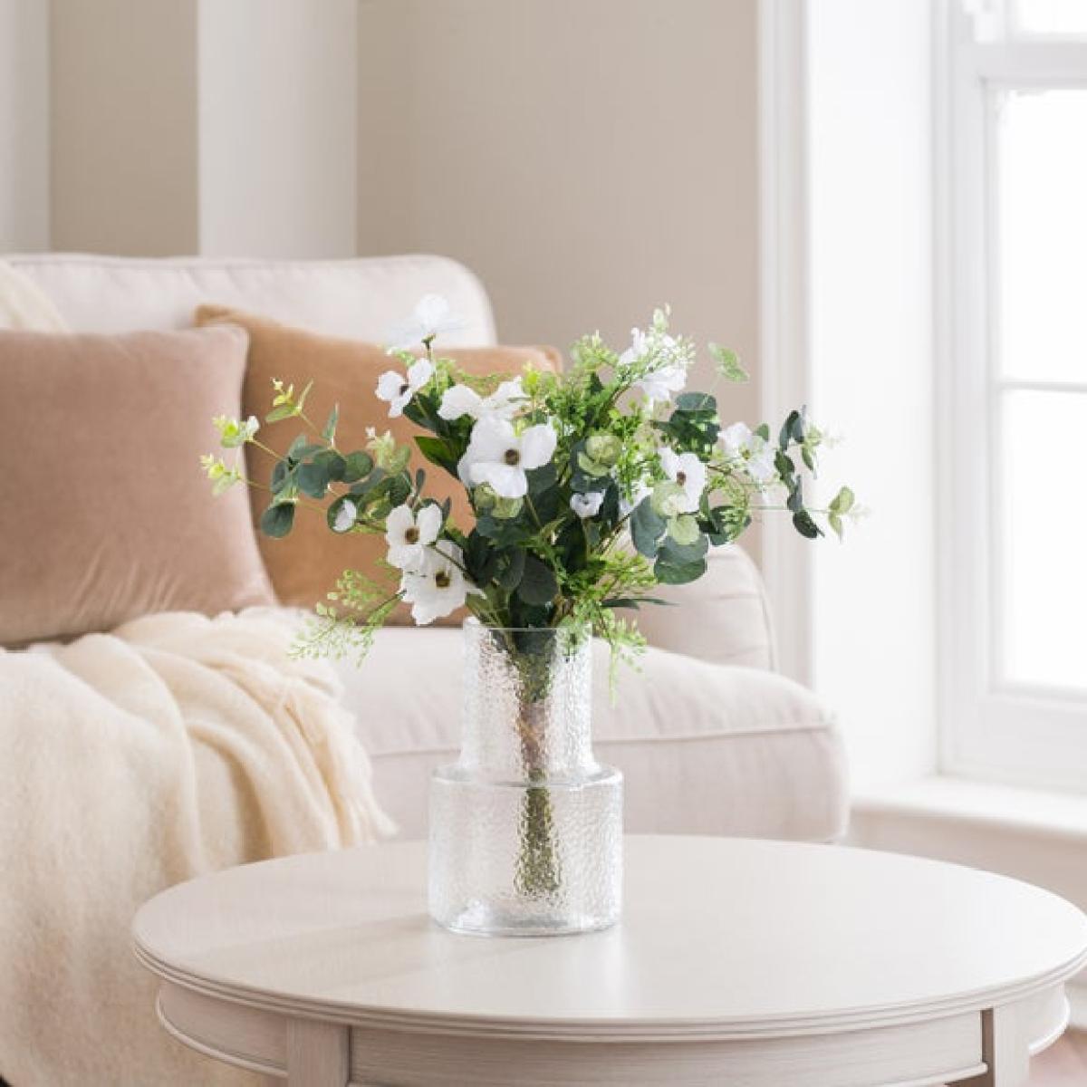 Artificial White Butterfly Ranunculus & Fern Bouquet – image 2