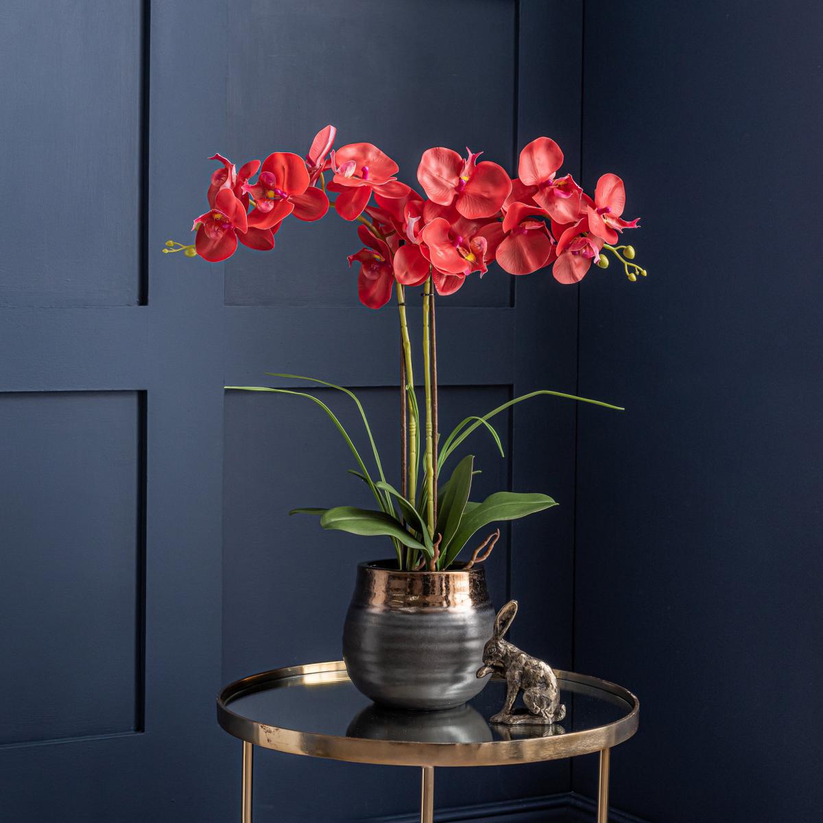 Real Touch Red Orchid in Ceramic Pot Red – image 5
