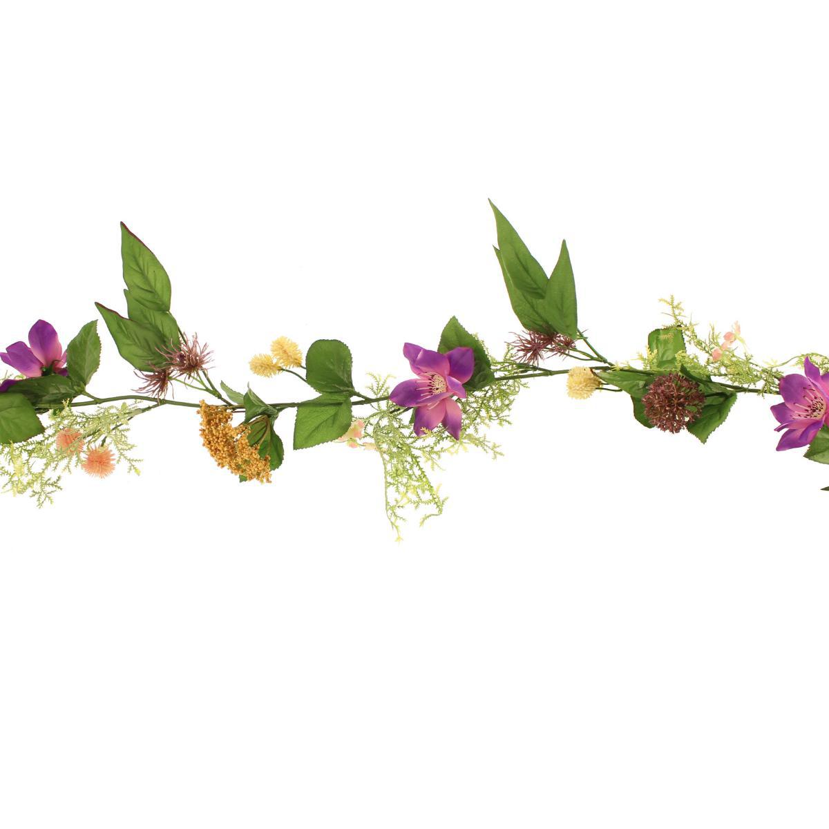 Artificial Wild Flower Wedding Garland Purple/Green – image 3