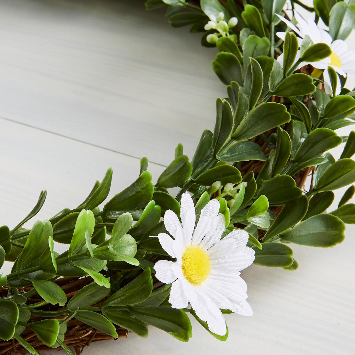 Artificial White Daisy Wreath White – image 2