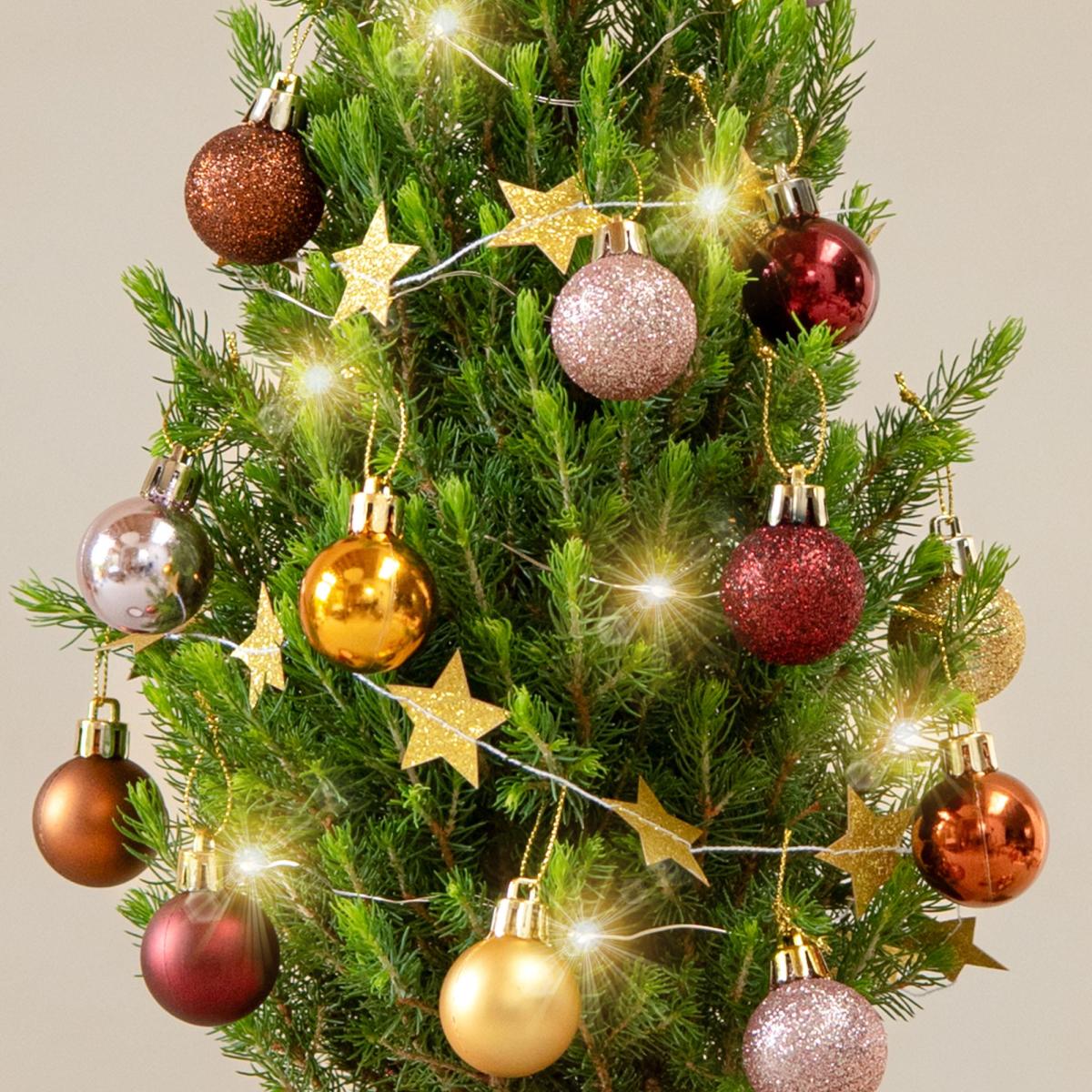 Mini Christmas Tree with Copper and Gold Decorations in Ceramic Pot Gold – image 2