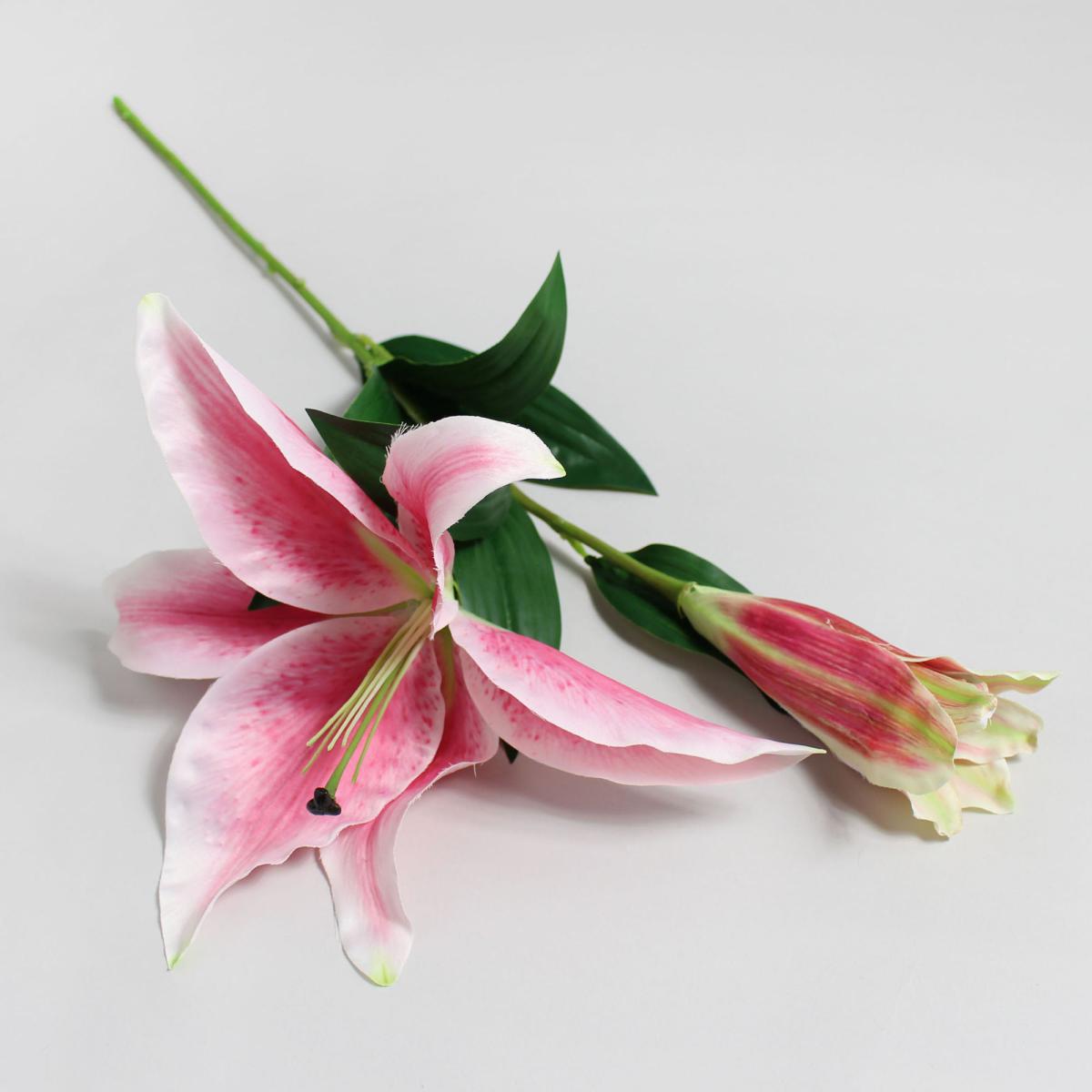Pack of 12 Artificial Tiger Lily Pink Single Stem 75cm Pink – image 2