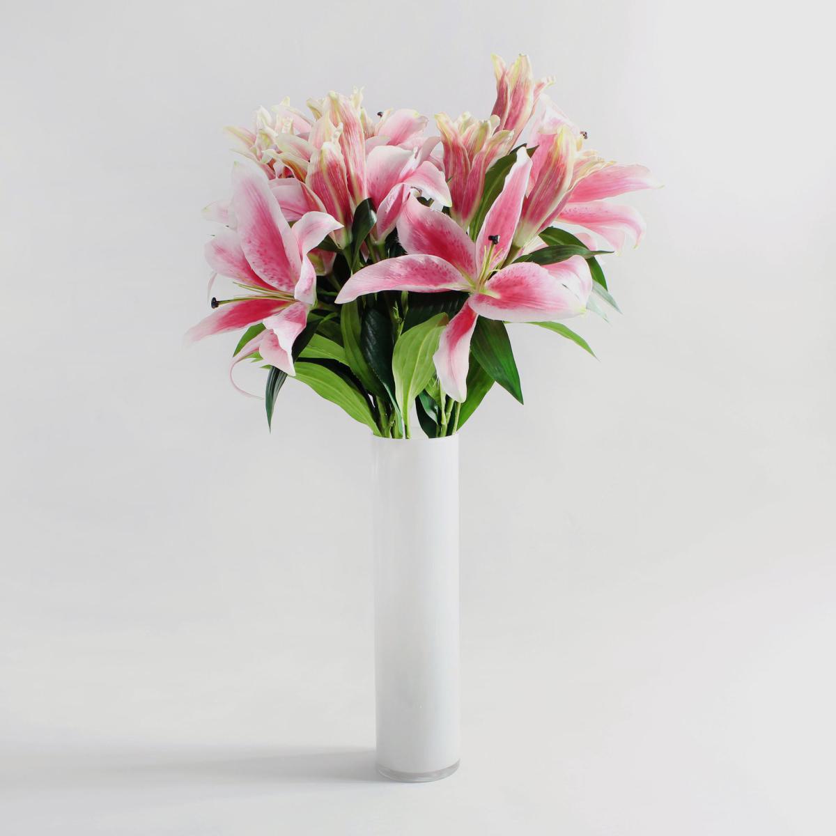 Pack of 12 Artificial Tiger Lily Pink Single Stem 75cm Pink – image 1