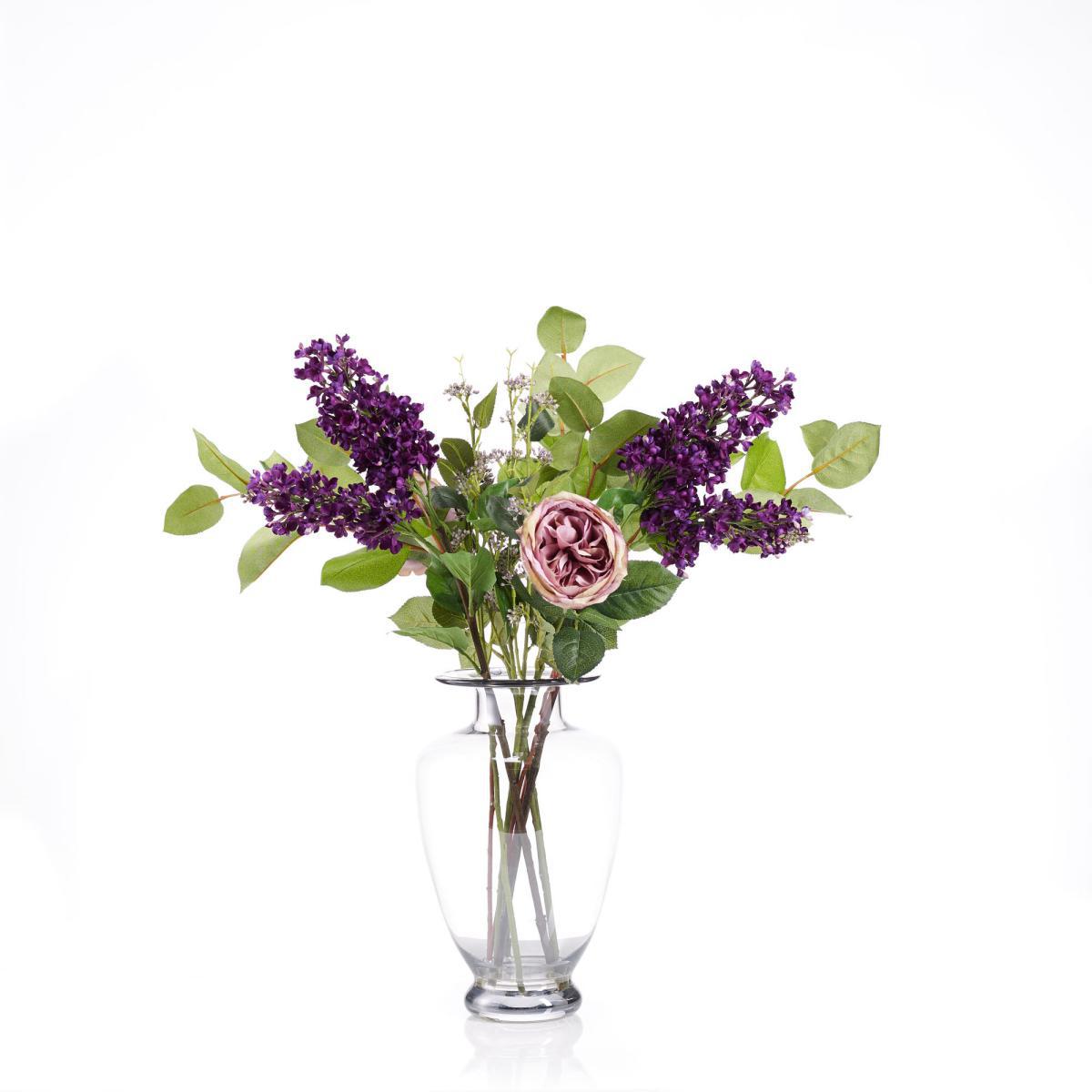 Artificial Peony Lilac Rose Berry Salal Purple Purple, Green and Pink – image 2