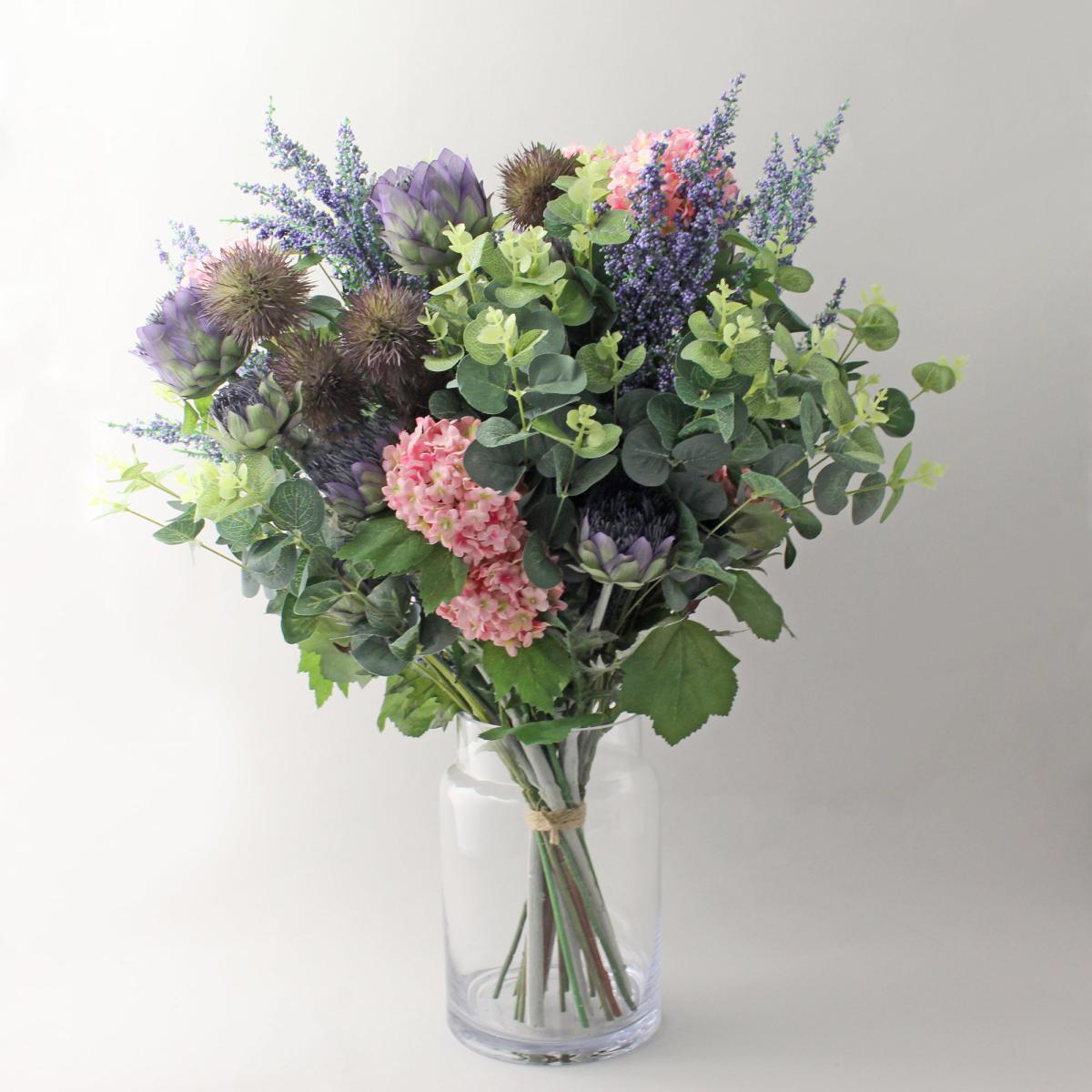 Purple Orchid in Silver Glass Pot 48cm Purple, Green and Silver – image 10